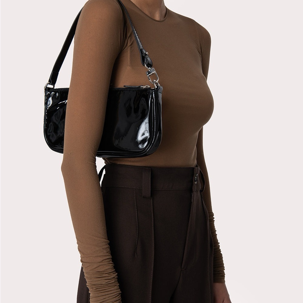 By Far Rachel Black Patent Leather Bag Handbag Purse